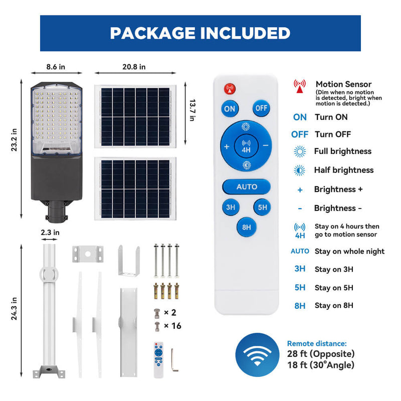 1400W solar street light with pole -30,000lumens